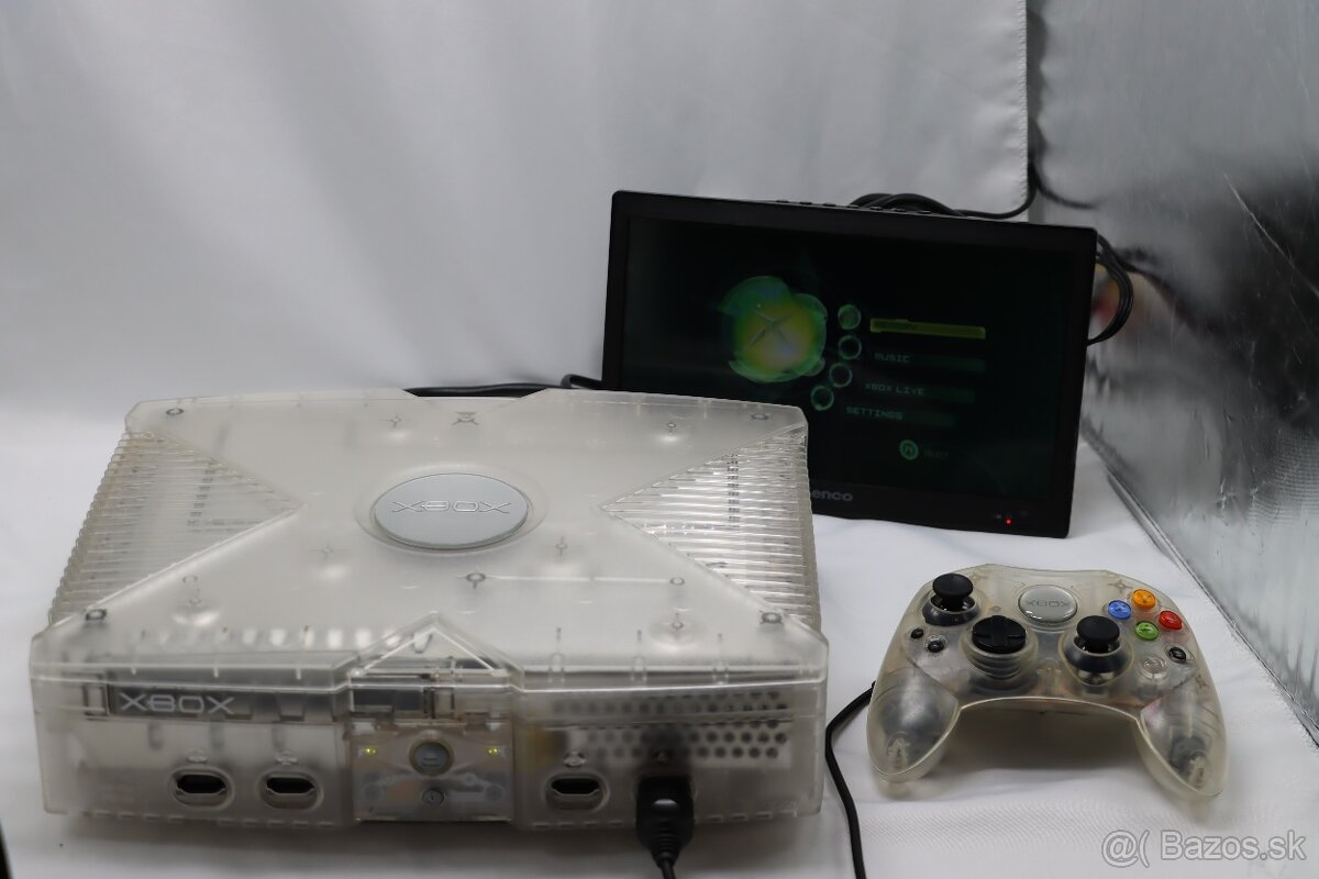 Xbox Classic Crystal • Originál komplet • Raritná verzia