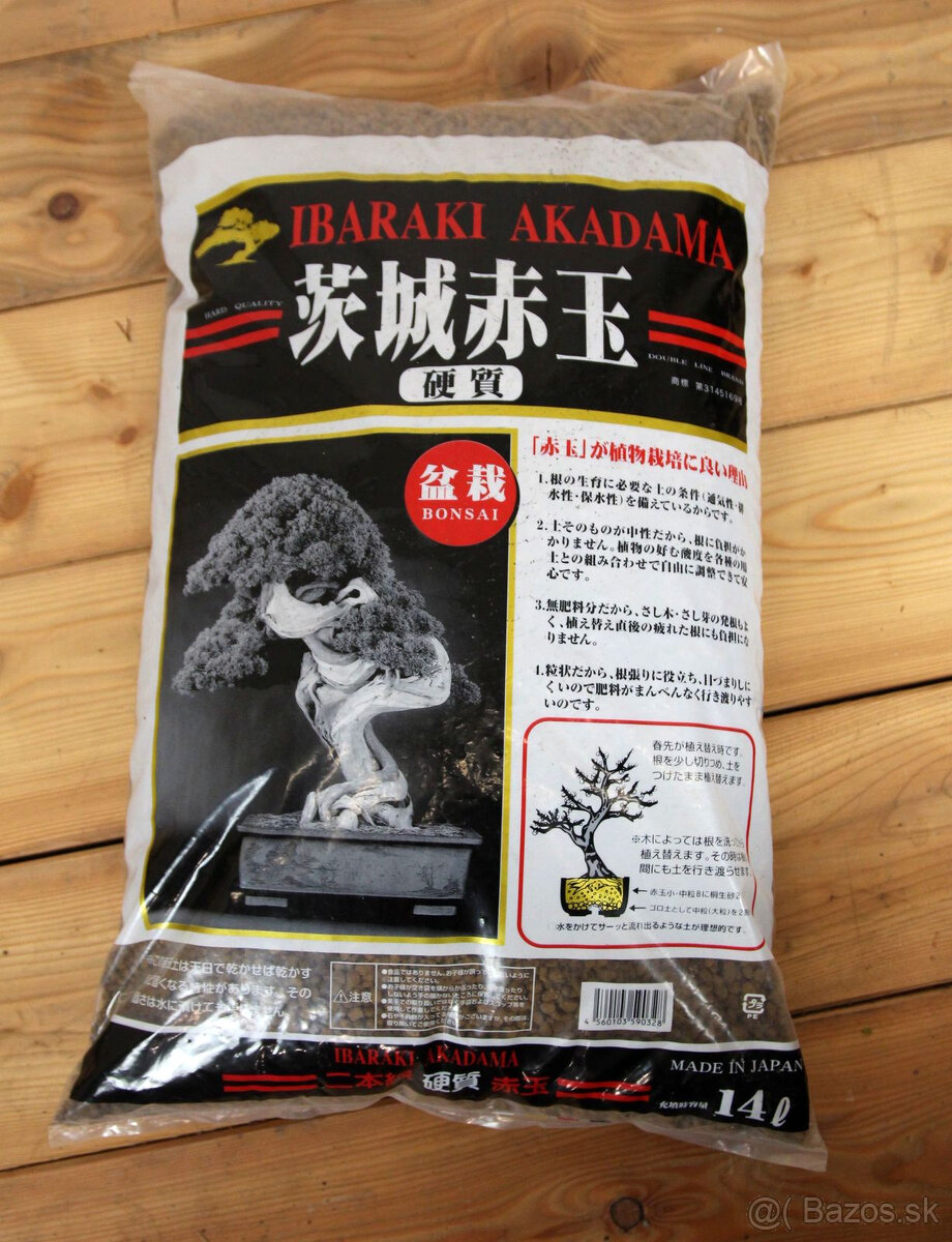 Kvalitná tvrdá /HARD/ Akadama z Japonska, balenie 14L (+/- 5