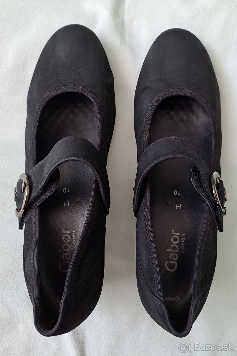 Čierne kožené topánky Gabor č. 10