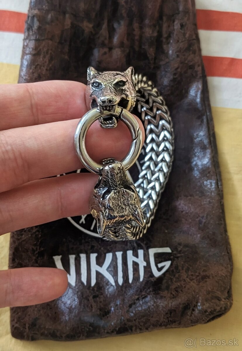 Vikingský náramok „Steel Wolf Head“ – originál Northern Viki