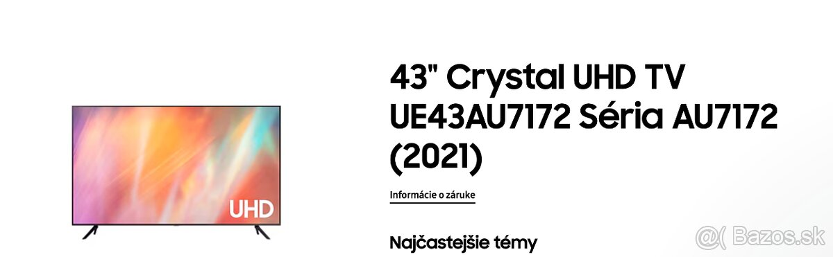 SMART TV Samsung UHD UE43AU7172UXXH 109 cm