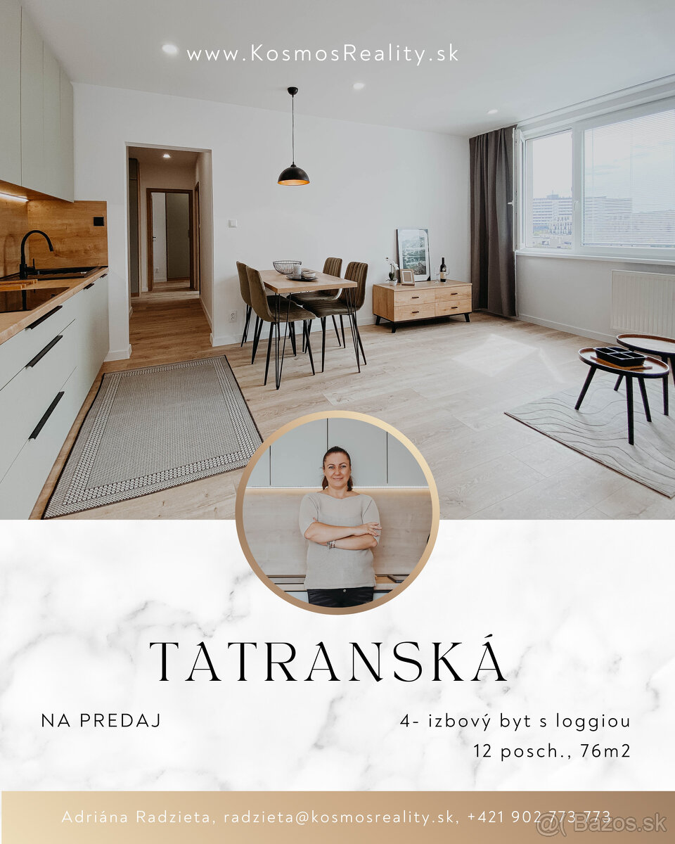 Predám novozrekonštruovaný 4i byt, Tatranská ul., Košice