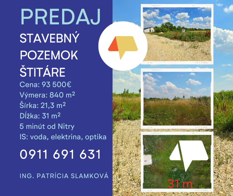 Predaj stavebný pozemok Štitáre š 21,3m x d 31m