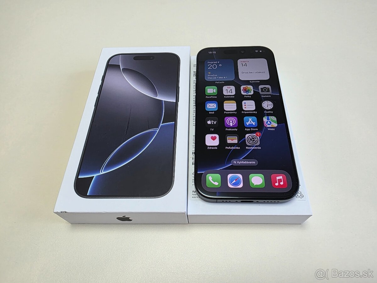 APPLE IPHONE 16 PRO 128GB TITANIUM BLACK TOP STAV