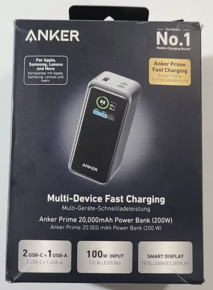 Anker Prime 200 W 20 000 mAh Powerbank
