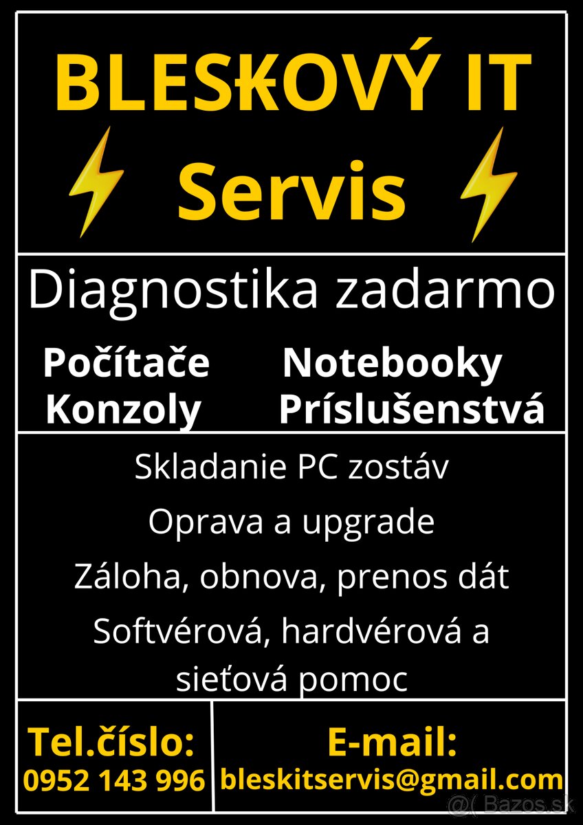 Bleskový IT Servis - PC / konzoly / notebooky /príslušenstvá