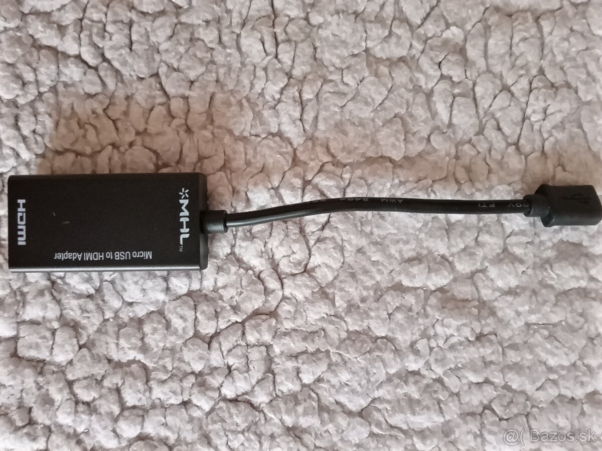 adaptér HDTV microUSB (M) na HDMI (F), 5-pin MHL, čierny A-M