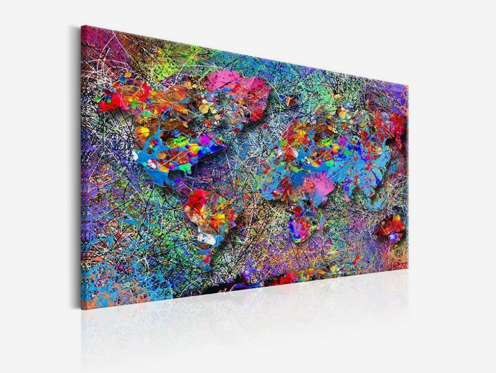 Obraz mapa sveta - farebný, 120x80cm