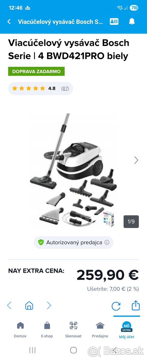 Viacúčelový vysávač Bosch Serie | 4 BWD421PRO biely
