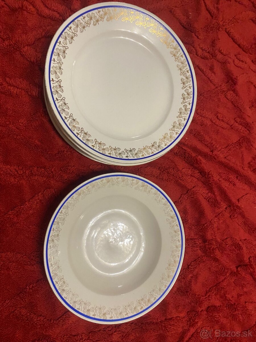 Retro porcelánové taniere – 7 ks, Československo