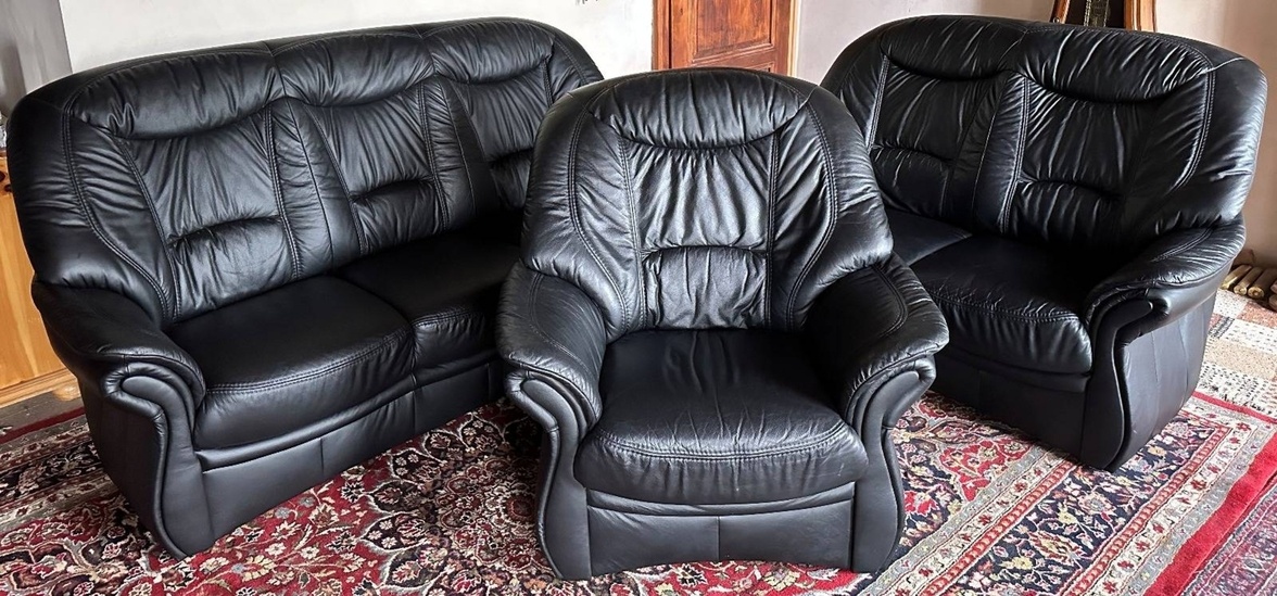 Luxusní kožená sedací souprava 3+2+1, 4382