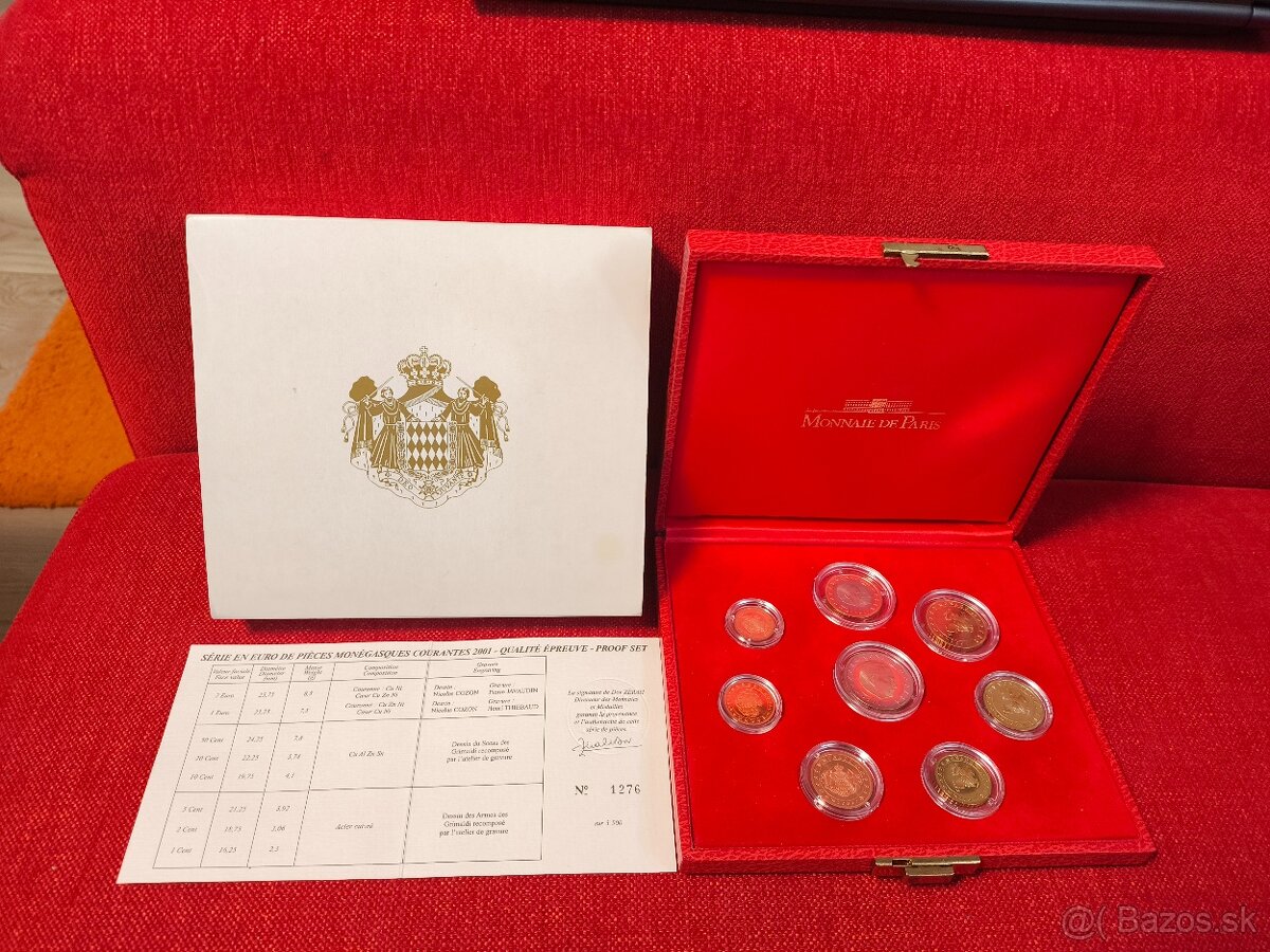 set 1c - 2€ Monaco proof 2001