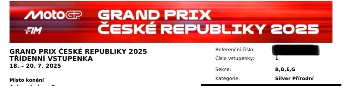 Lístok na Moto gp Brno 2025 Silver