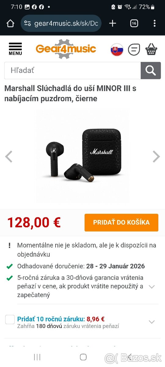 Marshall Slúchadlá do uší MINOR III
