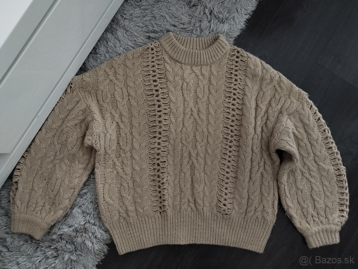 Hnedý vlnený pulóver L - zn. Pull&Bear