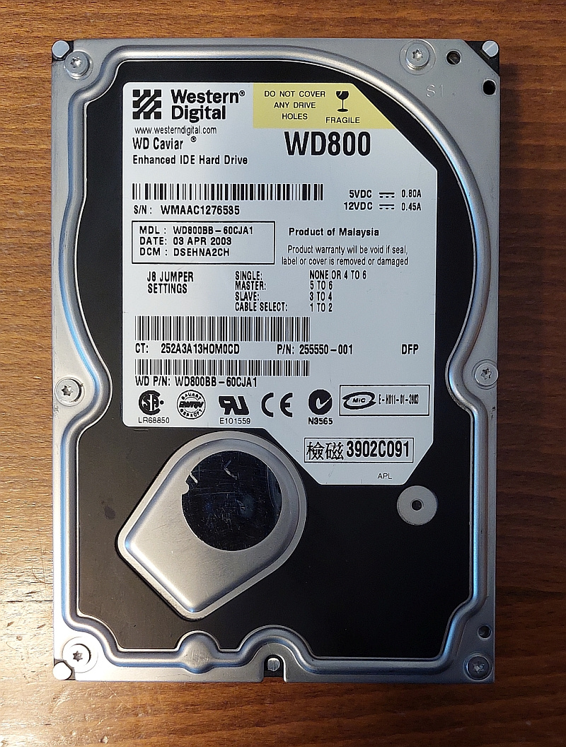 HDD 3,5" WD800BB-60CJA1 80GB PATA-100 2MB cache  7200ot.