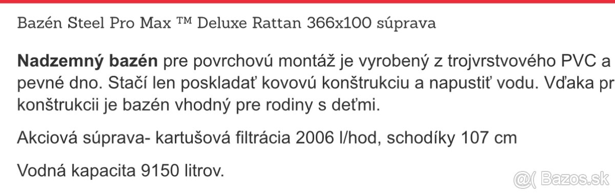 Predam bazen aj s filtraciou