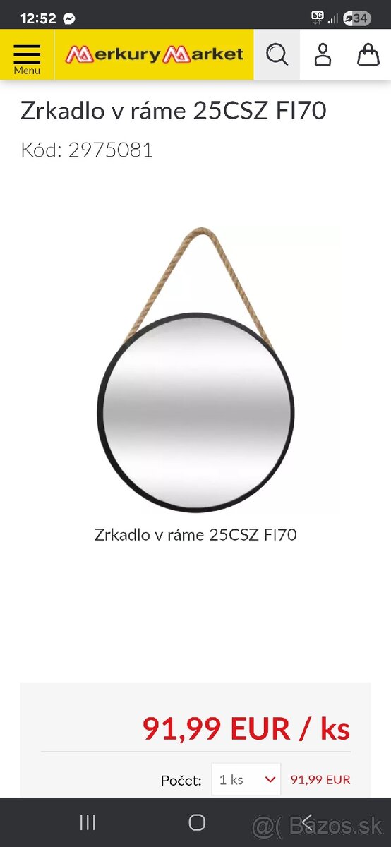 Závesné zrkadlo