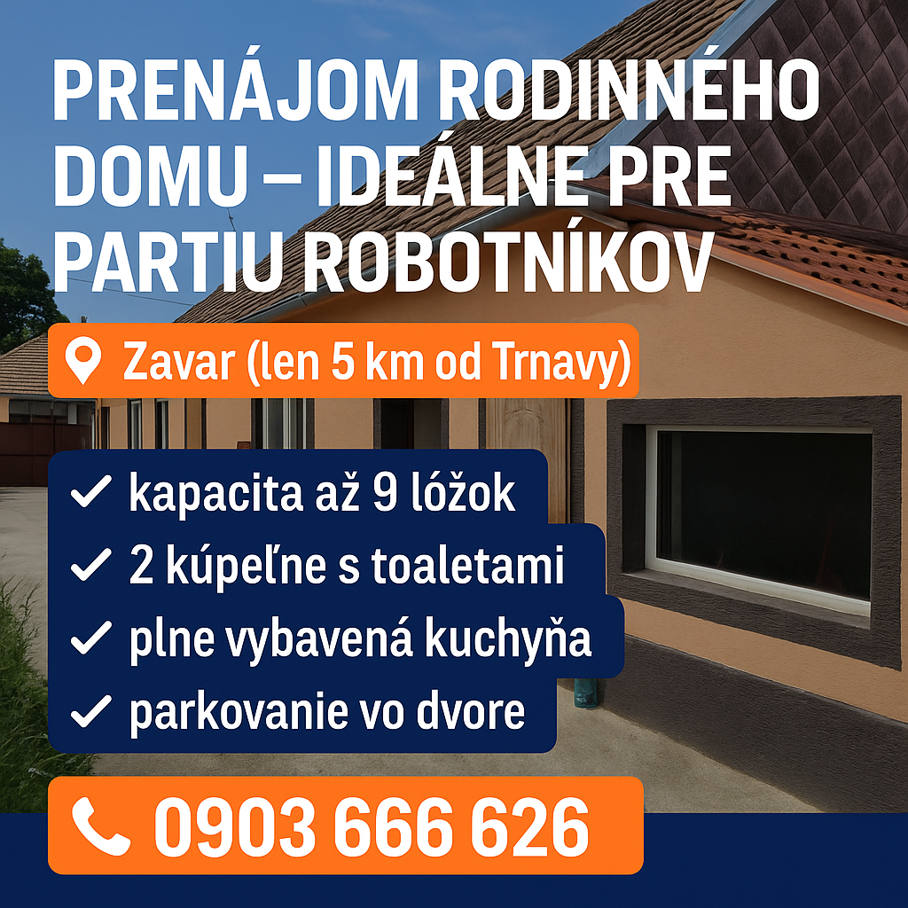 Rodinný dom v Zavare vhodný na ubytovanie