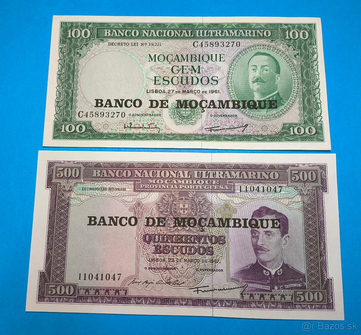 Bankovky MOZAMBIK - 100, 500 Escudos 1961 (1976)