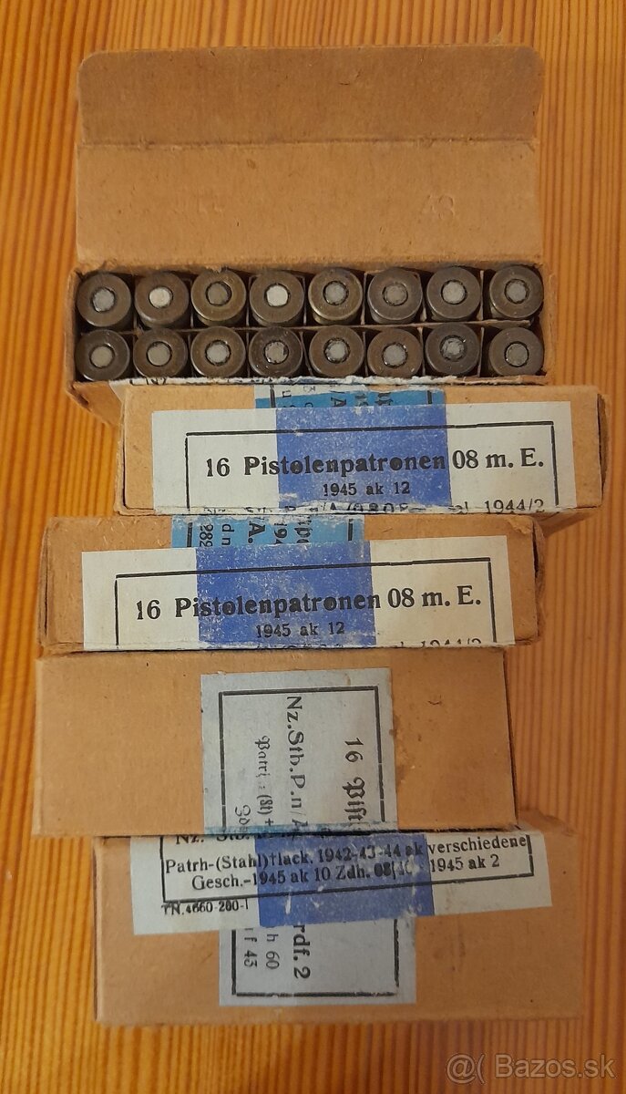 Strelivo, náboje z roku 1945 k P08 a MP40 9mm