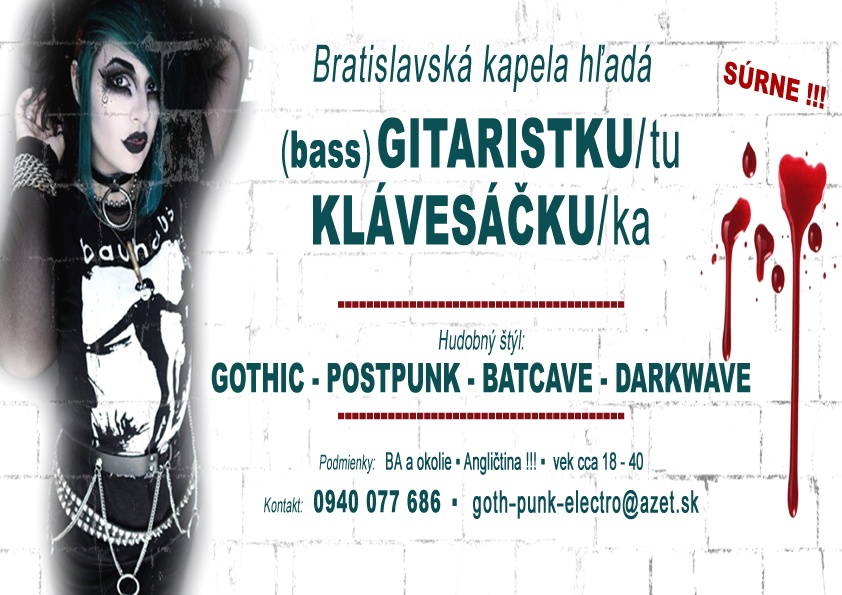 Hľadá sa Gitaristka/ta + Klávesáčka (batcave-postpunk)