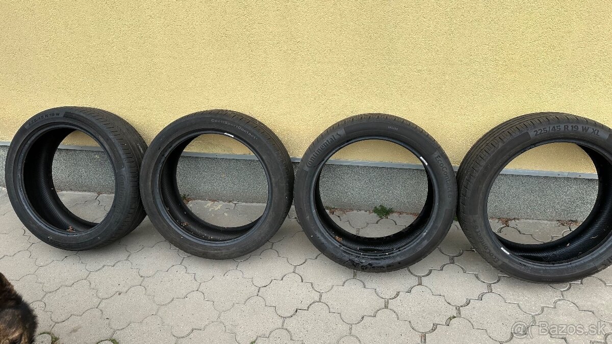 Predam sadu letných pneumatík 225/45R19 Continental v dobrom