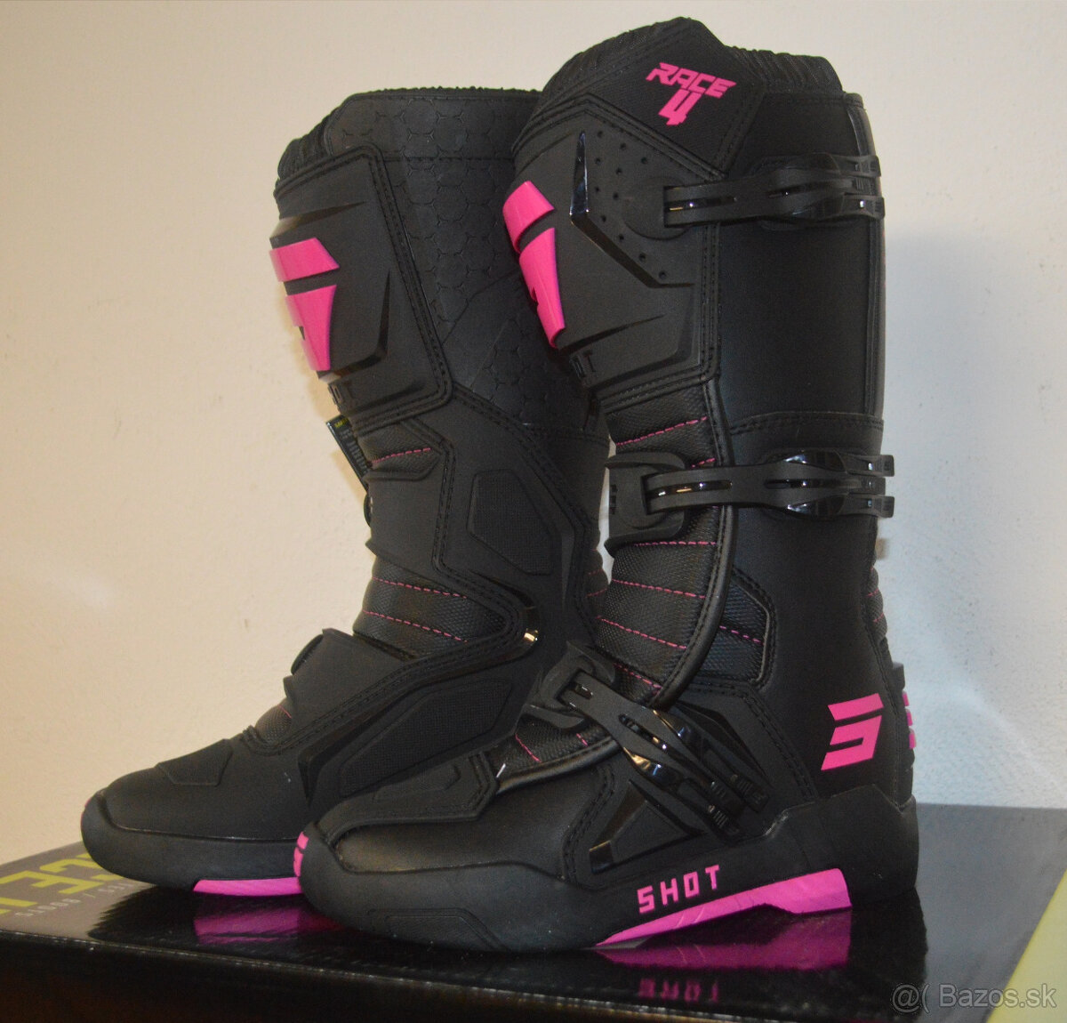 topánky ATV ENDURO MX čižmy ružové fluo shot