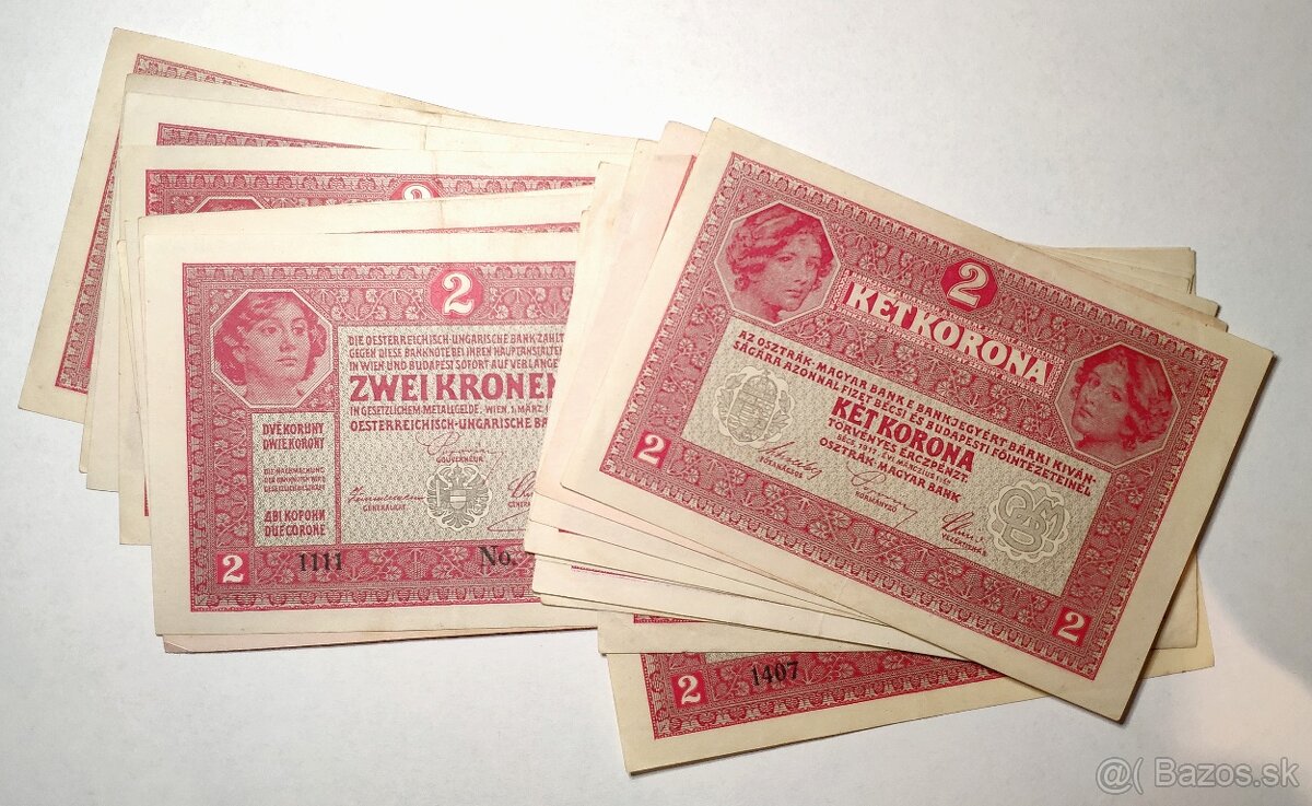 Staré bankovky - RU 2 Koruny 1917  BEZ Přetisku  stav 1