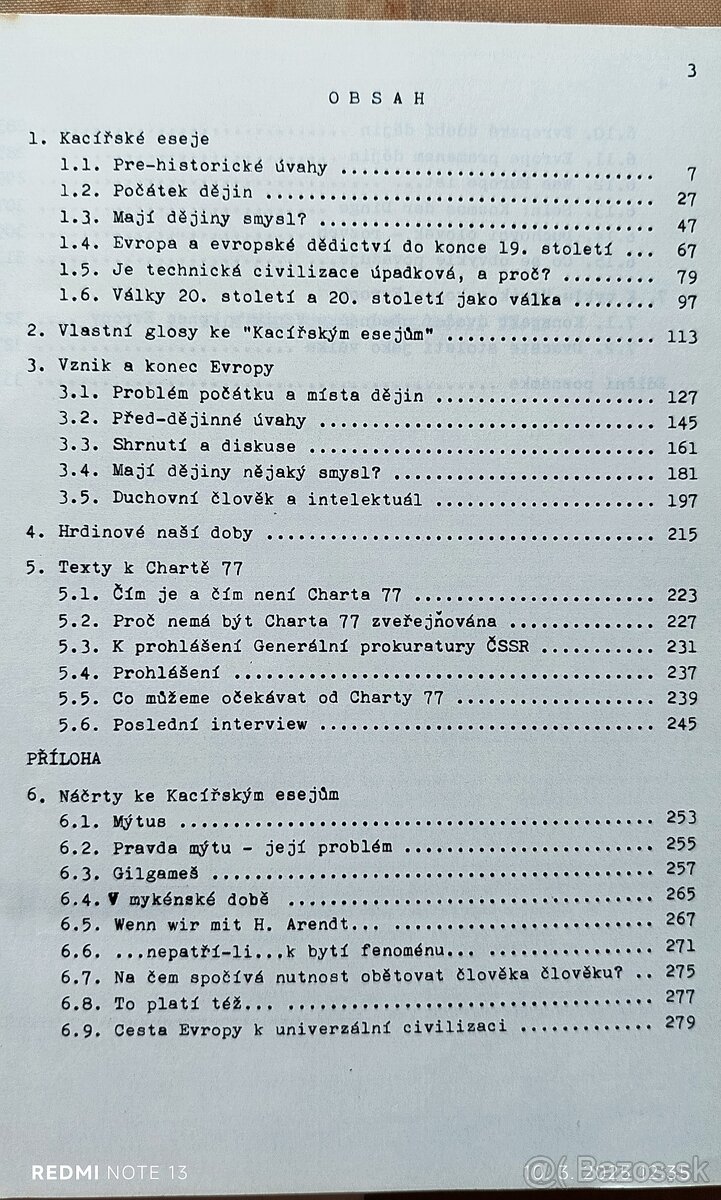 SAMIZDAT JÁNA PATOČKU svazek 6 z roku 1988 Charta 77