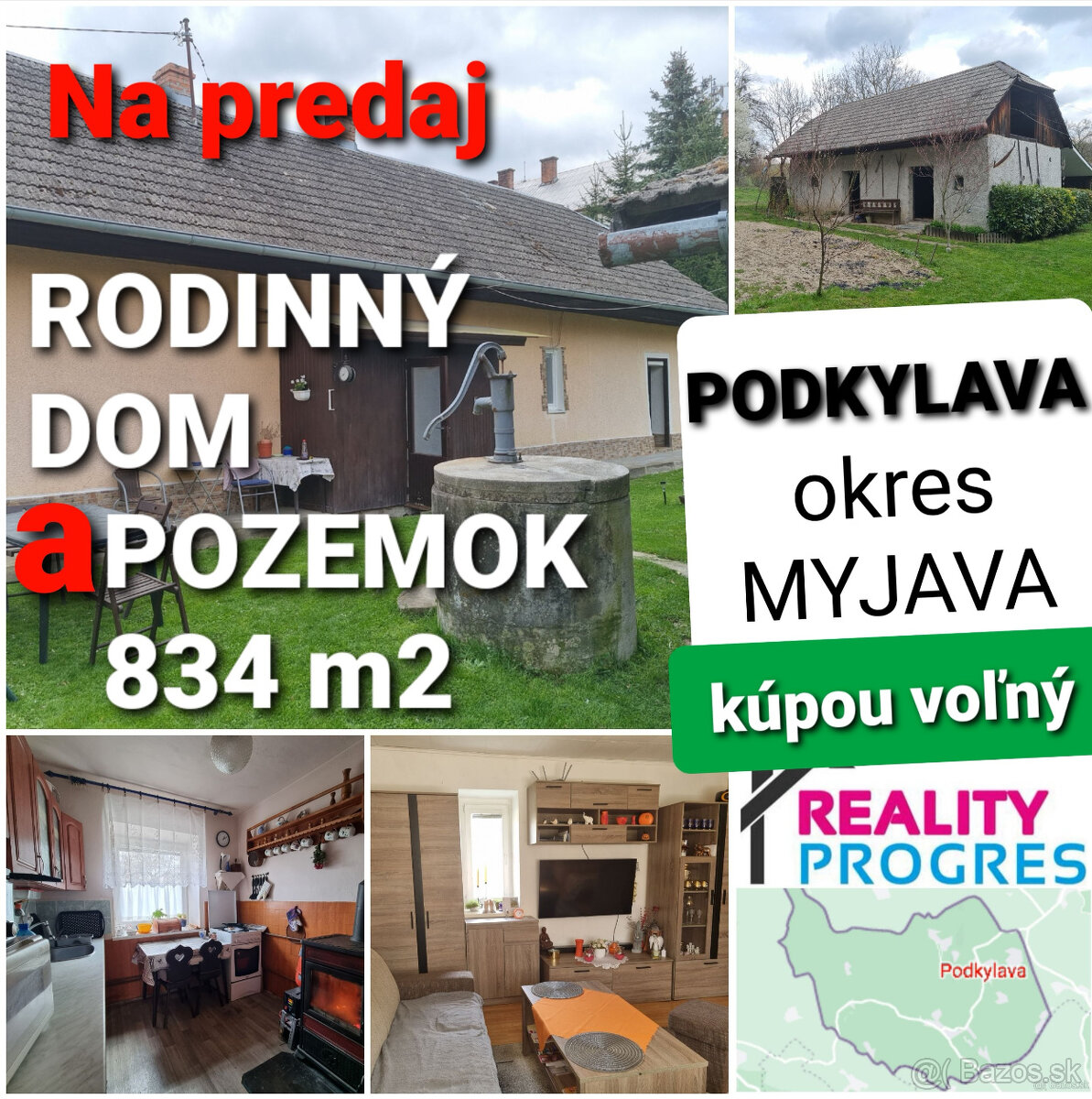 RODINNÝ DOM, STODOLA A POZEMOK 834m2 PODKYLAVA -MYJAVA VOĽNÝ