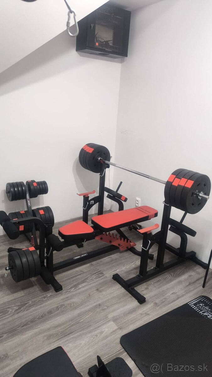 Domáce fitko – činky, lavica, tyče, stroje - Fitnes výbava