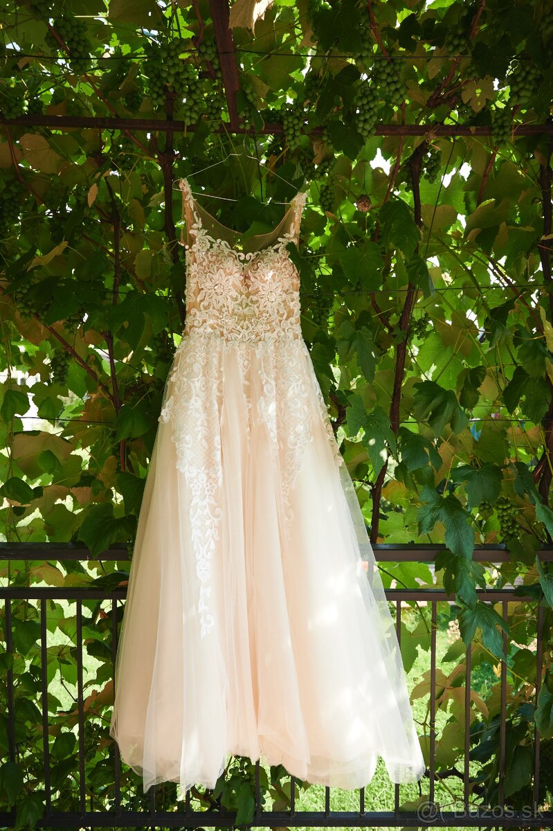Svadobné šaty Champagne farba 36-38
