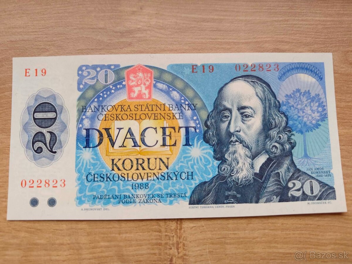 20 Kčs Komenský 1988