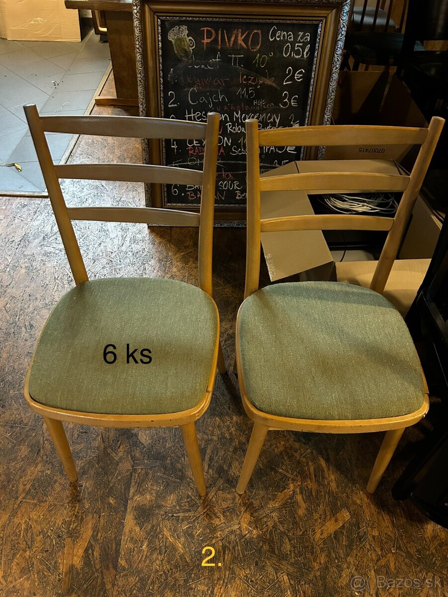 Stoličky čalúnené retro zelené