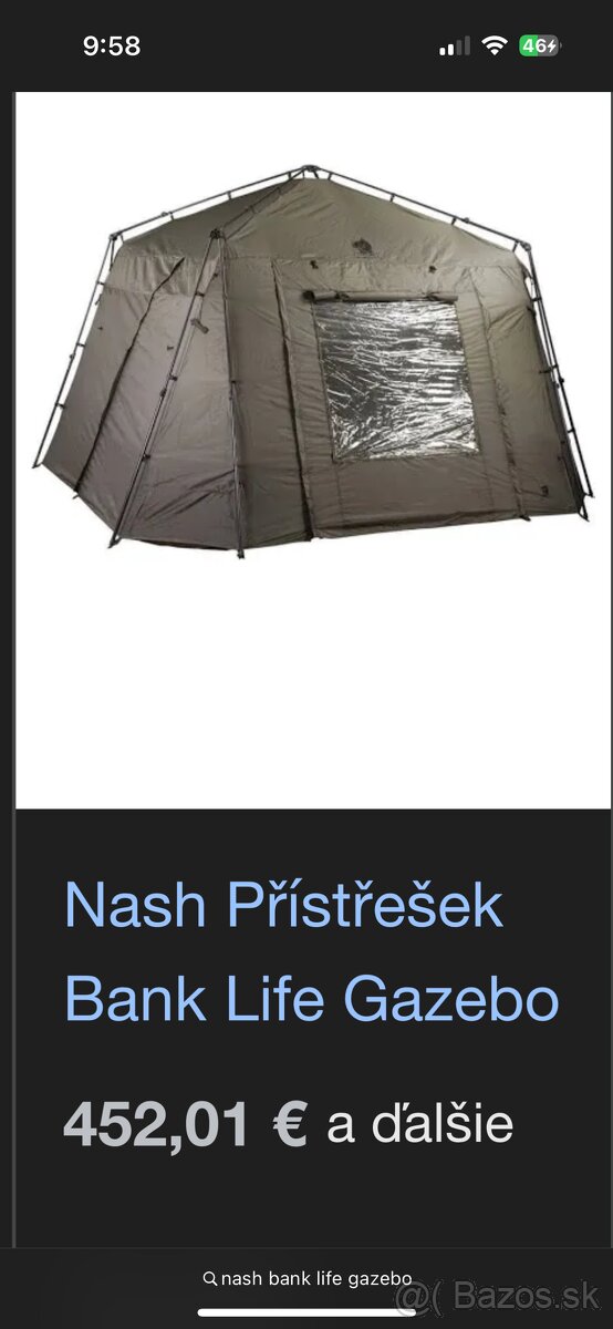 Rybársky Bivak Nash bank Life gazebooo 330x330x245