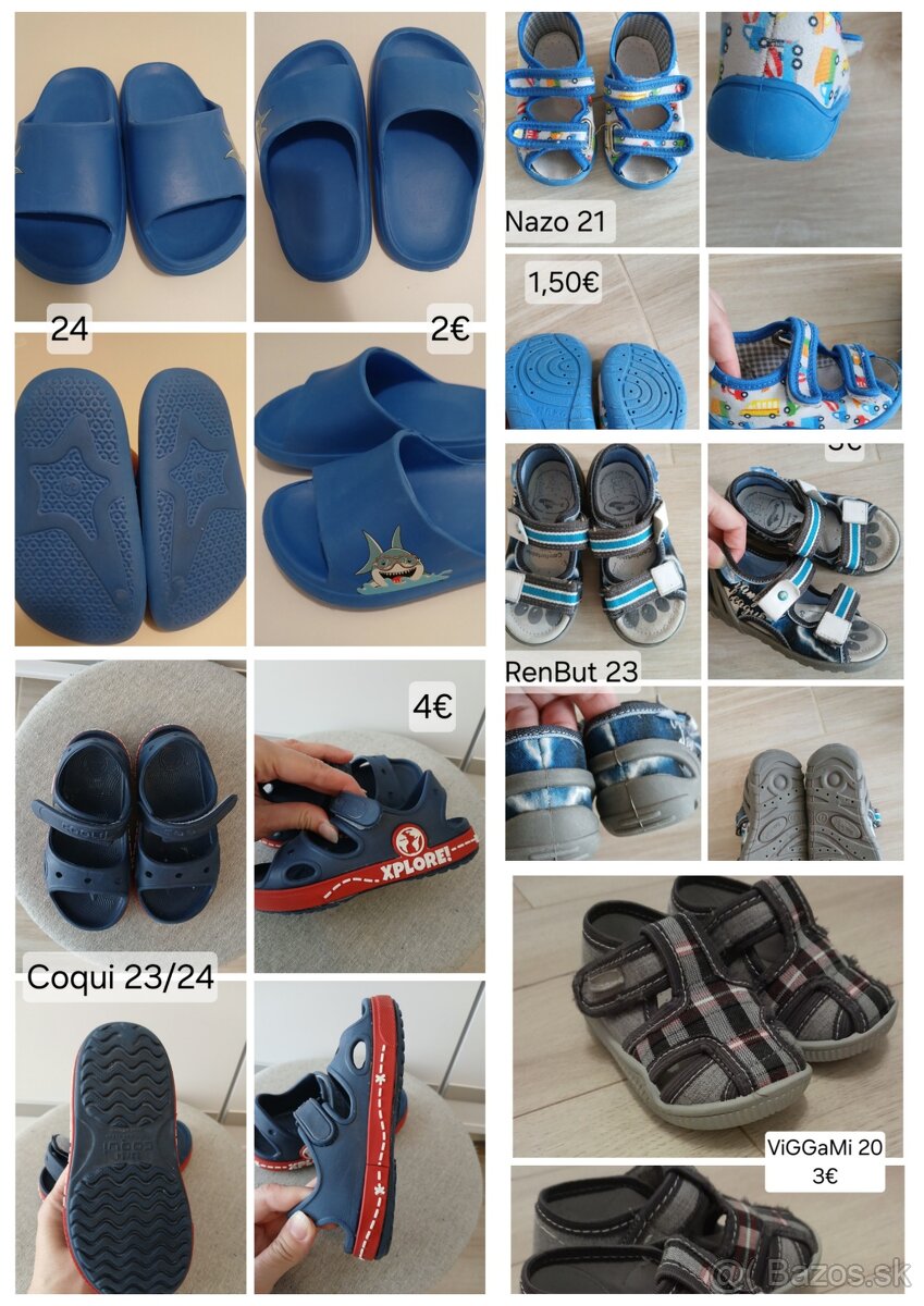 Chlapčenské papuče, gumenne sandále 20, 21, 23