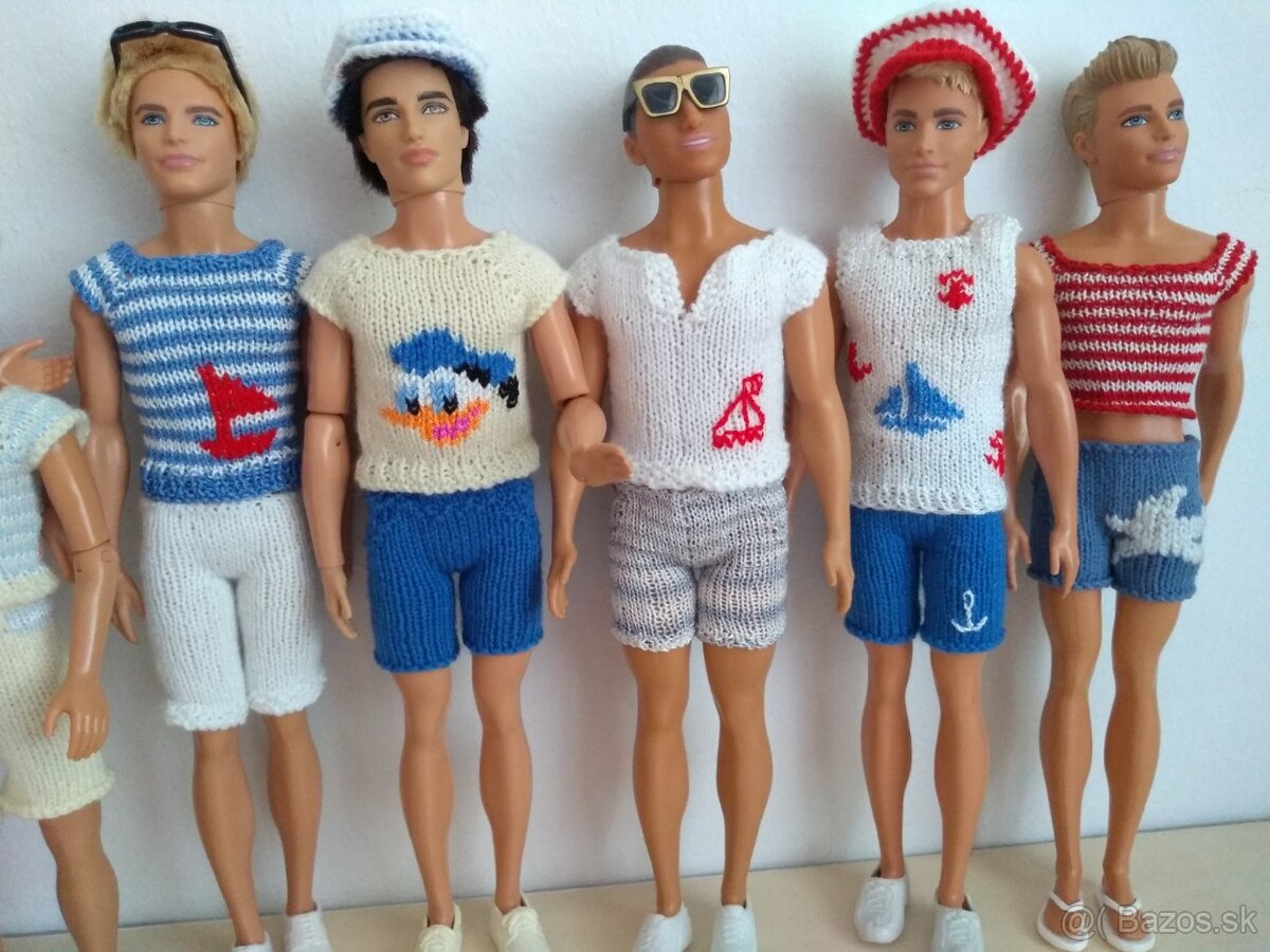 Veľryba slimák delfín tričko pre bábiku Ken barbie bermudy