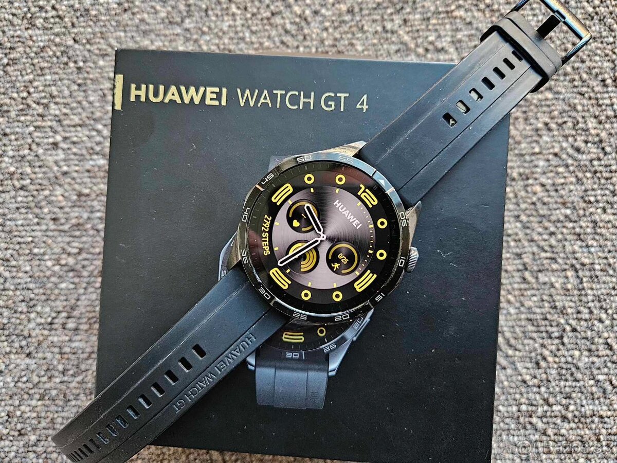 Huawei Watch GT4 46mm black, top, zaruka NAY