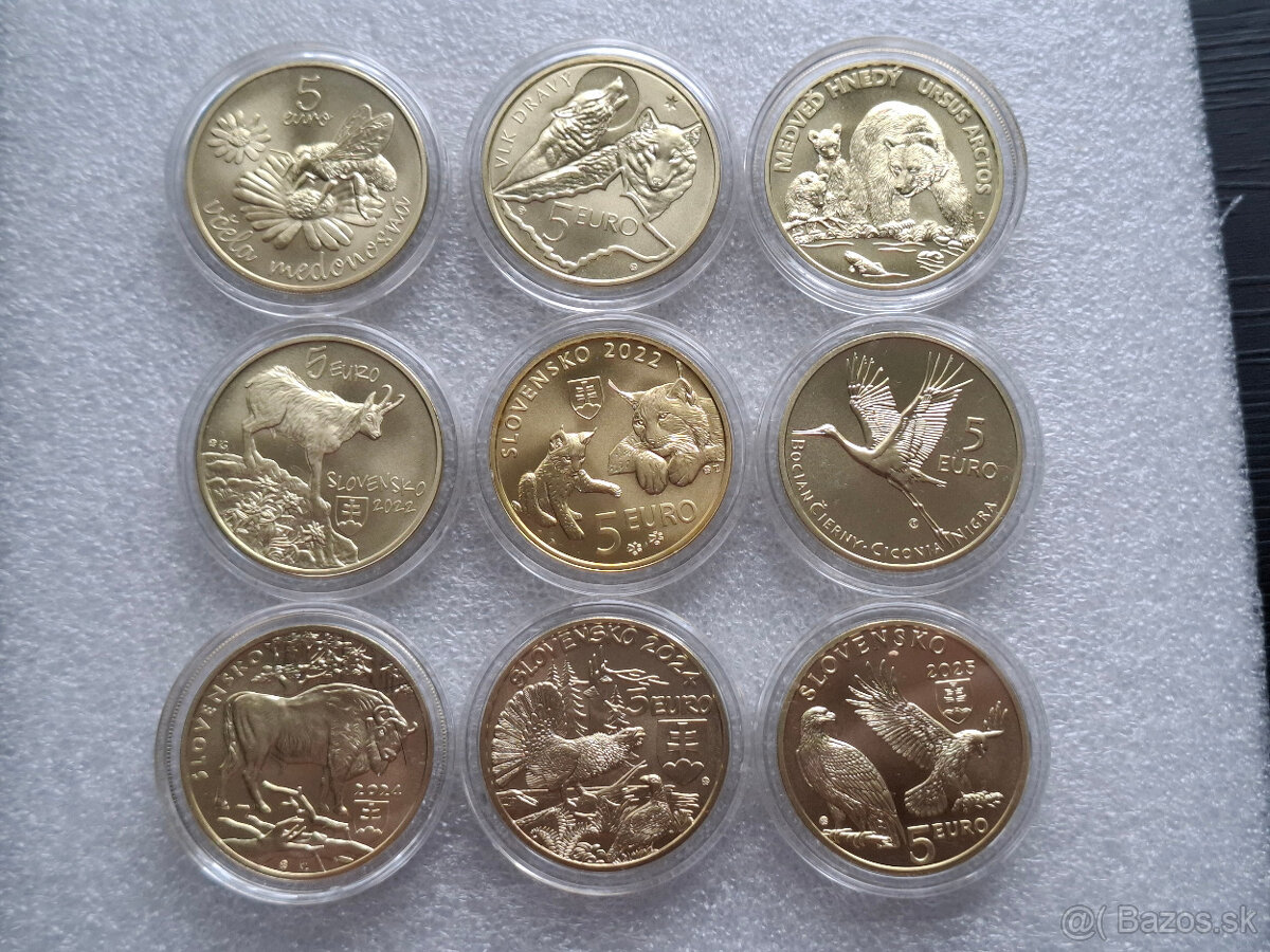 Mince - 5 Euro Slovenska fauna 9ks