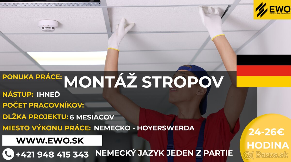 🚨 HĽADÁME MONTÁŽNIKOV STROPOV – NEMECKO 🇩🇪