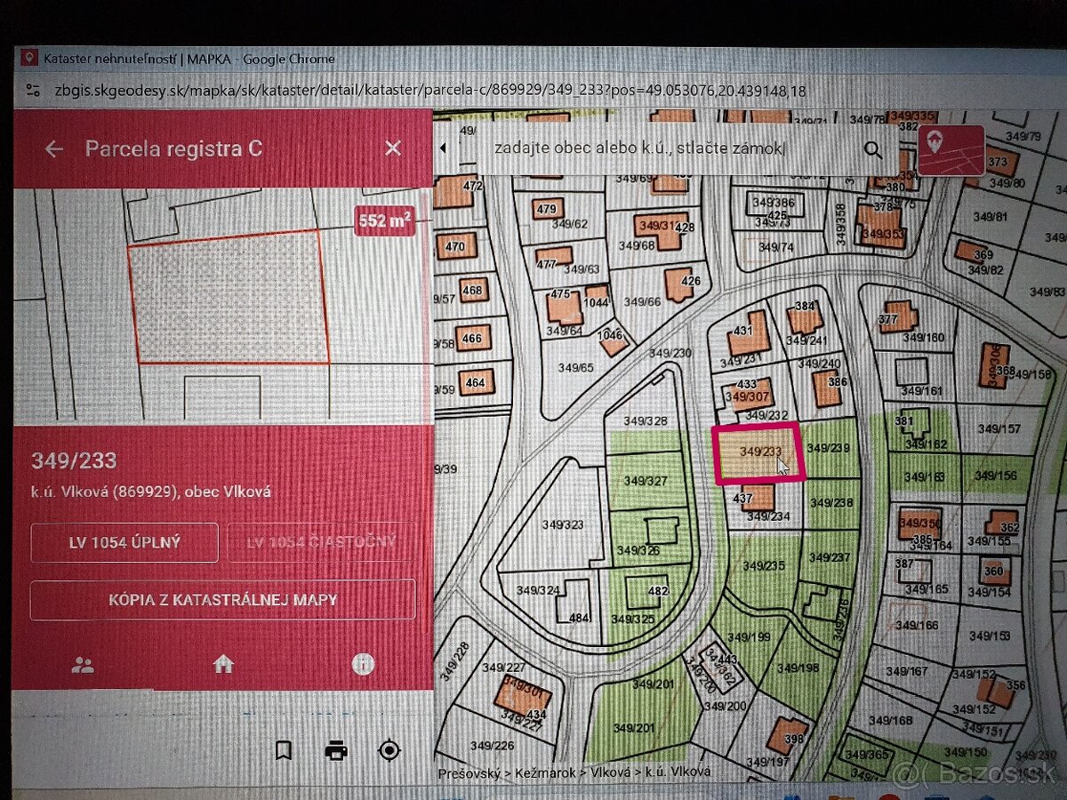 Predaj: stavebný pozemok Vlková
