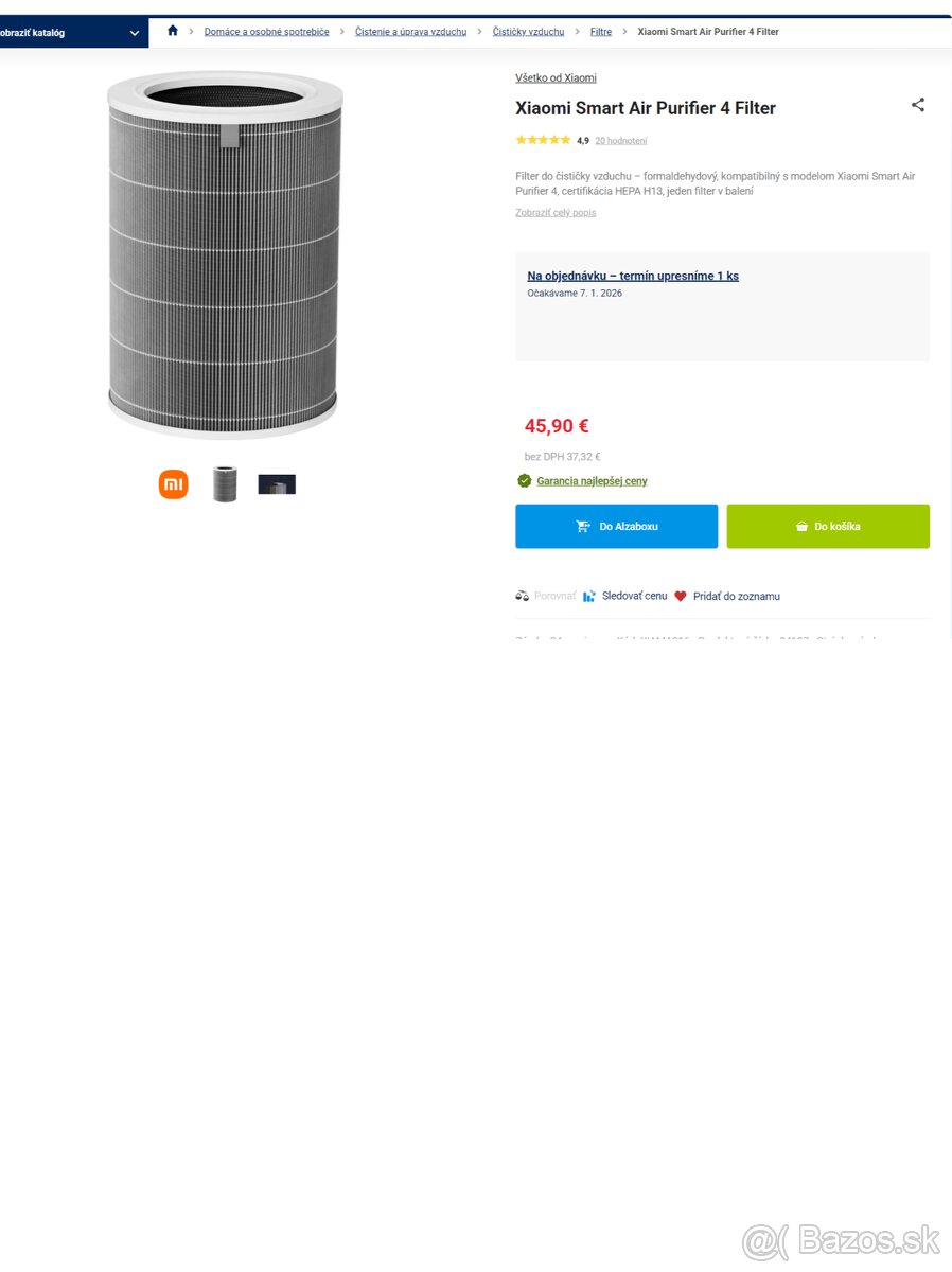 Predám nový filter Xiaomi Smart Air Purifier 4 – originál