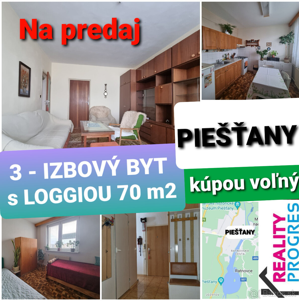 NA PREDAJ 3 IZBOVÝ BYT s LOGGIOU 70 m2 M. BELA PIEŠŤANY