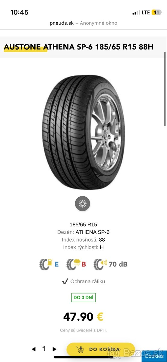 185/65 R15 letne gumy