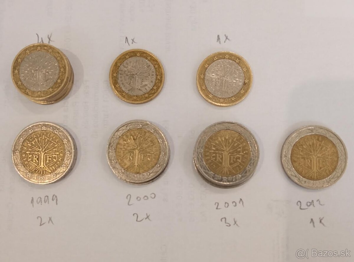 2€ obehové mince 1€