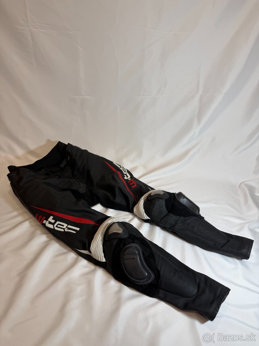 Pánske kožené moto nohavice W-TEC Vector - čierno-červená