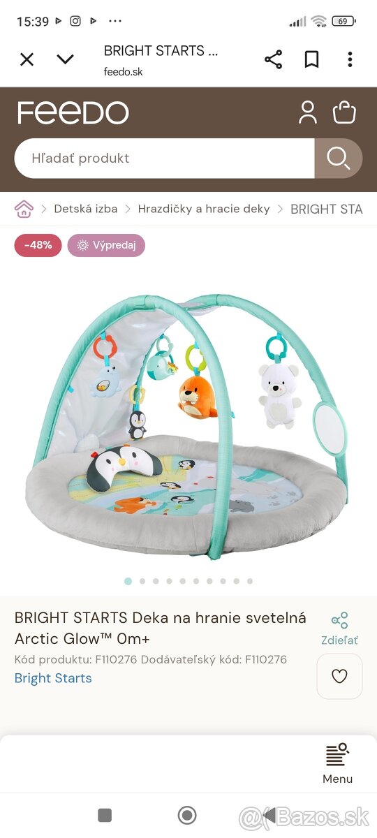 Deka na hranie sveteľná Bright Starts Arctic Glow™