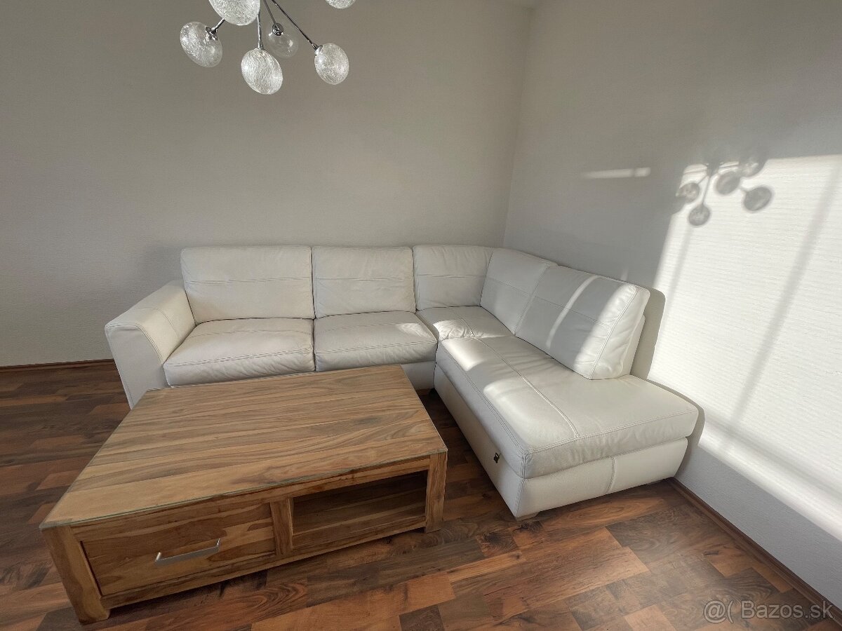 Gauč kožený biely pravá koža