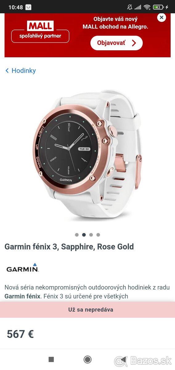 Garmin fénix 3 Sapphire, Rose Gold